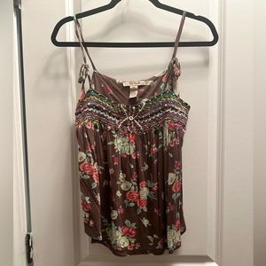 Free people brown floral top size small
